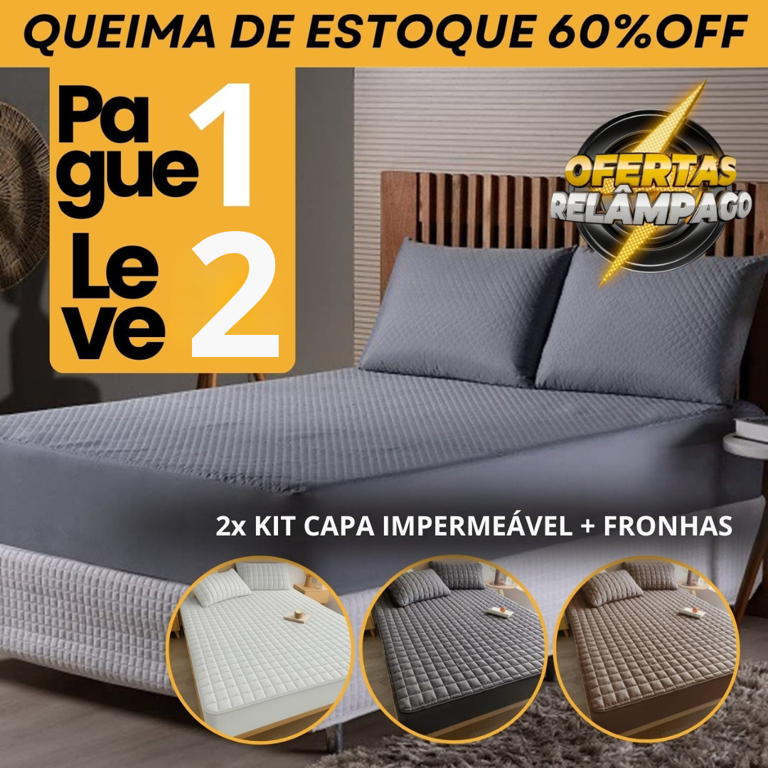 [COMPRE 1, LEVE 2] HydraSoft™ Jogo de Cama Impermeável Premium – Capa + 2 Fronhas